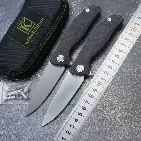 Kanedeiia F3 Flipper Folding Knife K110 Blade Titanium+Carbon Fiber Handle Outdoor Camping Hunting K