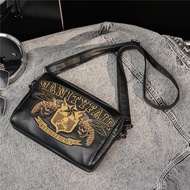 📿 Design Men's Bag Embroidered Pattern Clutch Bag Korean Fashionable Shoulder Bag Simple Crossbody Bag Lightweight Backpack