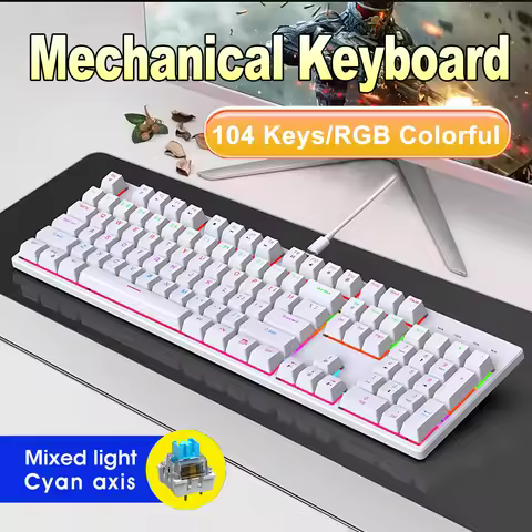 104 Key RGB Backlit Mechanical Keyboard Wired Esport Gaming Keyboard Ergonomic Design Keyboard for L