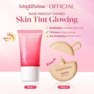 Glad2Glow Base Makeup Set Lychee Sunscreen Tone Up Cream + Skin Tint Foundation 12H Matte Oil Contro