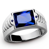 Mens Fashion 18K Platinum Gold Plated Sapphire Garnet CZ Wedding Ring USA Size 8-15
