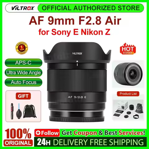 Viltrox AF 9mm F2.8 Air E/Z Mount APS-C Auto Focus Camera Lens Wide Angle Prime Lens for Nikon Z50 f