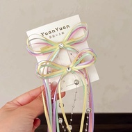 For Children Kids Colorful With Beads Ribbon Bow Tassel Hair Clip Bow Hair Accessories