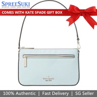 Kate Spade Handbag Leila Pebbled Leather Convertible Pouch Wristlet Dewy Blue # K6088