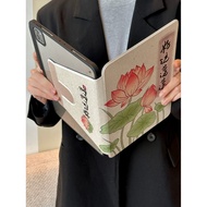 H1FV Rotating ipad-New Chinese Good Luck Lotus Suitable for iPad Pro 2021 Version (12.9 Inches) Tabl