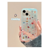 Tpu blue cute nimals Illustration pattern soft Case hp OPPO A3x A60 reno 12 11 pro plus 11f a16 a17 