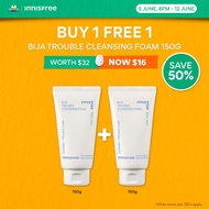 [6.6 Sale: BUY 1 FREE 1] INNISFREE Bija Trouble Cleansing Foam 150g - Facial Cleanser for Sensitive 