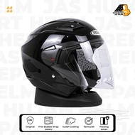 Helm Half Face Zeus 611 Black Glossy