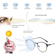 【IN Stock】Photochromic Glasses Metal Eyebrow Glasses Flat Frame Glasses Frame Black Anti-blue Q4C6