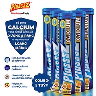 {COMBO5TUYP}  Viên sủi Plusssz Calcium vị Đào và chanh dây không Đường bổ sung canxi dạng hòa tan, d