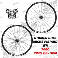 Sticker Decal Rims Miche Pistard WR Gen 1 Fixie Fixed Gear Track Bike 700c