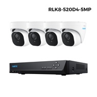 ASELO Reolink 8ch ตรวจจับรถระบบกล้อง5MPกล้องวิดีโอติดภายนอกจอ NVR และโดม4กล้อง IP PoE RLK8-520D4-A ช