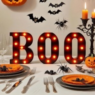 Halloween LED Marquee Letters “BOO” Set - 3 Pcs Black Alphabet Lights with Orange Glow, Perfect for 