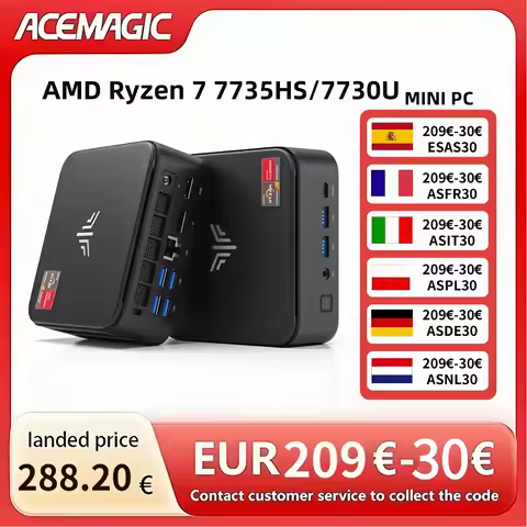 ACEMAGIC E3B MINI PC AMD Ryzen 7 7735HS/7730U 8-Core Powerhouse 16GB LPDDR4 512GB M.2 2280 SSD Wifi6
