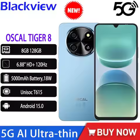 Blackview OSCAL TIGER 8 5G AI Ultra-thin Rugged Phone 6.88 " HD+ 120Hz 8GB+128GB 5000mAh 18W Chargin