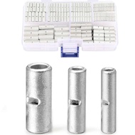 Chanzon 250pcs Non Insulated Butt Connectors Kit 22-18,16-14,12-10AWG Thick 0.8mm-1mm Terminal for W
