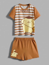 HELLO KITTY AND FRIENDS | SHEIN 男孩嬰兒卡通和條紋印花t恤和短褲套裝