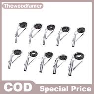 thewoodfamer 8pcs Stainless Steel Fishing Rod Tip Ring Eye Guide with Ring Repair Kit 3 Styles for E