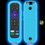 Case for Roku Voice Remote Pro,Cover Roku Ultra 2020/2019/2018 Remote Control Silicone Protective Controller Back Sleeve Holder Universal Replacement Skin New Protector(Glow Blue)