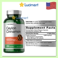 Viên uống hỗ trợ đường huyết từ quế Ceylon Cinnamon 6000mg Horbaach hũ 150 viên [Hàng Mỹ]