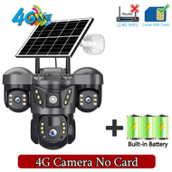 tdlกล้องวงจรปิด พลังงานแสงอาทิตย์ 4G IP กล้อง 15MP สามเลนส์สามหน้าจอกันน้ํา Night Vision ป้องกันความ
