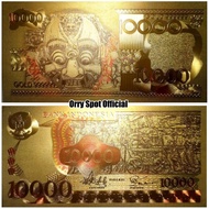 UANG GOLD FOIL SUPER LANGKA INDONESIA 10 RIBU RUPIAH GAMBAR BARONG +