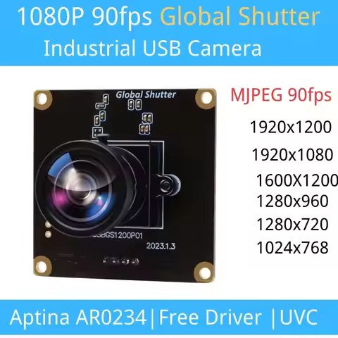 ELP Global Shutter 1080P 90fps High Frame Rate Aptina AR0234 Color Mini Webcam UVC USB Camera Module