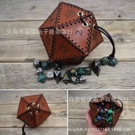 Bag Dice Dice Drawstring Storage Bag D20 Multilateral Leather D20 Dice Lucky LeatherBag IKKD