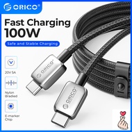 ORICO 60W 100W Type C To Type C Cable PD 5A Fast Charging Cord Nylon Braid for Xiaomi MacBook Pro iPad Pro Samsung Galaxy Laptop Phone