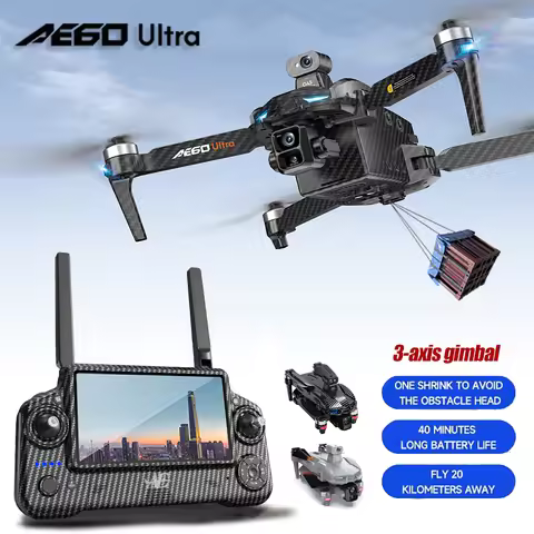 AE60 Ultra GPS Drone 4K Profesional HD Camera 3-axis gimbal Aerial 360° Obstacle Avoidance Touch Scr