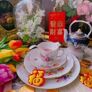 Royal crown derby 手繪玫瑰花卉經典玫瑰園花茶杯兩件組庫存品