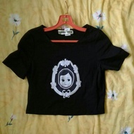 Readystock Black short sleeve doll Gothic crop top