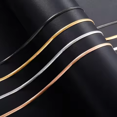 Yadreva 1.0mm/2.0mm Thin Stainless Steel Necklace Flat Snake Chain Simple Link No Fade Jewelry Acces