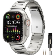 Miimall Titanium Band for Apple Watch Series 10 iWatch 49mm-38mm, Men's Metal Adjustable Band with F