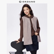 GIORDANO Women Vests Berber Fleece Concealed Hook & Eye Closure Jacket Vests Round Neck Fashion Casu