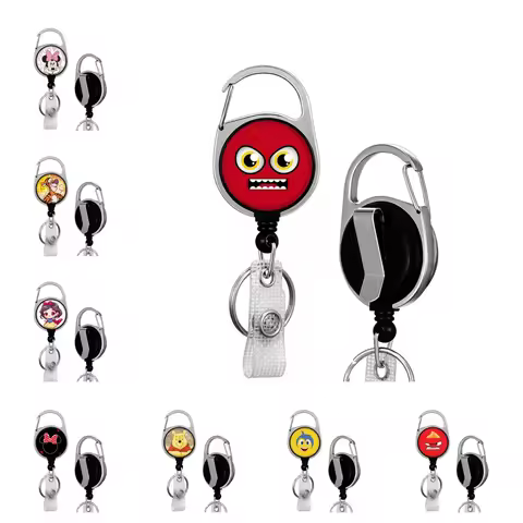 Potdemiel Disney Circular multifunctional telescopic Lanyard automatic rebound drop glue easy to pul