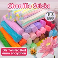 100 Pcs Twist Stick Colourful Chenille Stems Dawai Jong Dawai Bulu Pipe Cleaner Kawat Bulu For Diy 扭