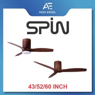 SPIN SAVANNAH 3 BLADE 43/52/60 INCH WALNUT GRAIN CEILING FAN WITH LED LIGHT AND REMOTE CONTROL
