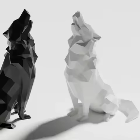 Poly Geometric Wolf Figurine Minimalist Resin Animal Decor Home Office Desktop Ornament Roaring of H