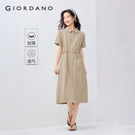 GIORDANO WOMEN 100% Cotton drawstring waist dress 13465328