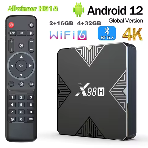 X98H TV Box Android 12.0 Allwinner H618 2GB/4GB RAM 16GB 32GB ROM BT5.0 AV1 3D Wifi6 2.4G&5G Wifi HD