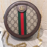 GUCCI 老花圓餅包 斜背包