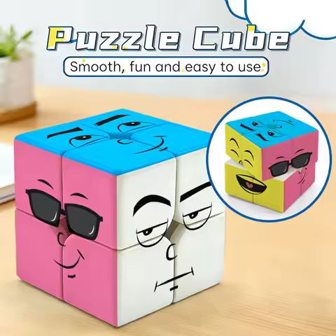 ZIINA STAR Emoji cube 2x2 stickerless，2x2 speed cubes, 3D puzzle cube suitable for both children and