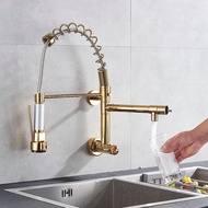 Kitchen Faucets All-copper wall-mounted single cold dual-use retractable pull-out sink faucet