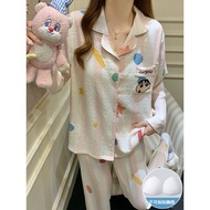 pyjamas women pyjamas Crayon Shin-chan Women's Pajama Set - Long Sleeve Trousers with Chest Padding 