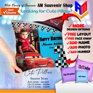 Cars McQueen Pillow • Customize with Face, Photo, Name • Birthday or Christening Gift • AM Souvenir
