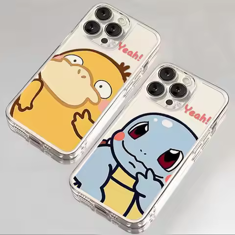 Cute P-Pokemon Psyduck Squirtle Phone Case For iPhone 17 16 15 14 13 12 11 Pro Max XR XS MAX 7 8 PLU