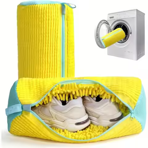 1-2pcs Shoe Washing Bag Durable Reusable for Sneakers Yellow Blue Zipper Washing Machine Safe Protec