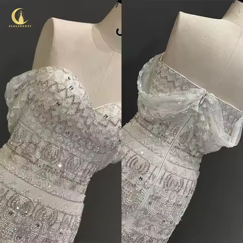 3774 Customized Rhine Off The Shoulder Beaded Zuhair murad Mermaid vestidos de novia Long Train wedd