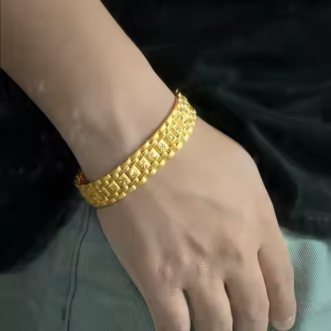 luxury real gold jewelry 24k certifid men's wide version bracelet tank chain au9999 pure gold domine